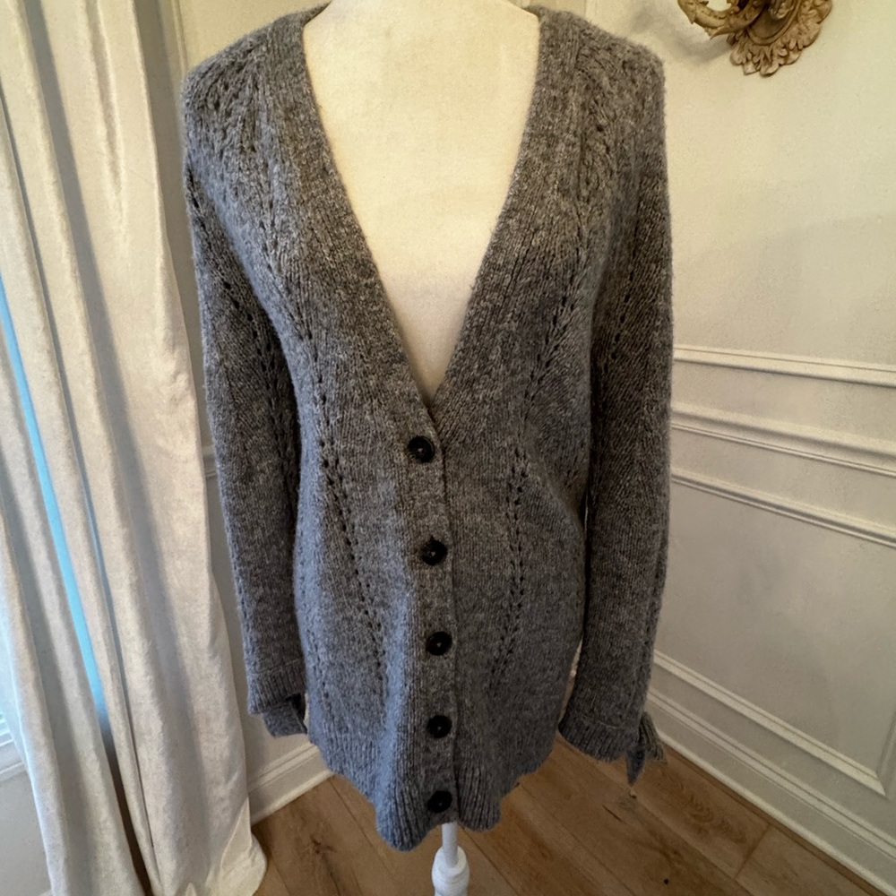 Banana Republic Wool Button-Up Cardigan with Tie Cuffs